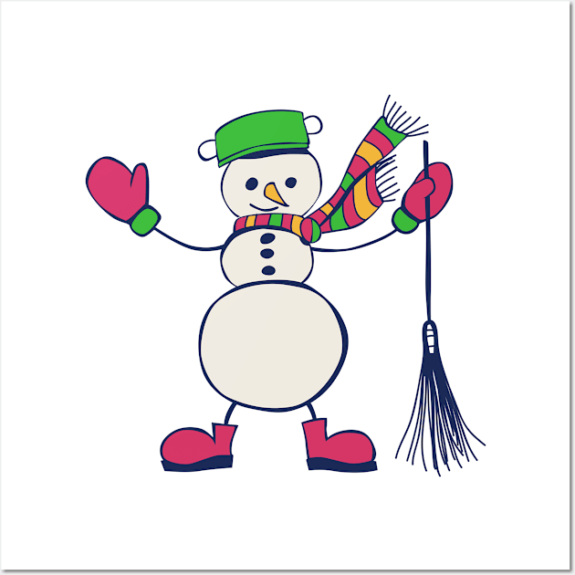 Snowman Christmas illustration Wall Art by katerinamk